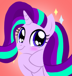 Size: 1376x1448 | Tagged: safe, artist:katya, starlight glimmer, pony, unicorn, base used, blushing, cute, female, glimmerbetes, happy, mare, simple background, smiling, wide eyes