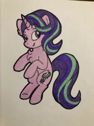 Size: 1280x1707 | Tagged: safe, artist:crystal2riolu, starlight glimmer, pony, unicorn, chest fluff, female, mare, smiling, solo, traditional art