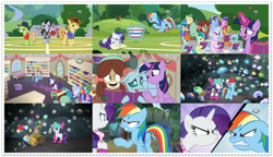 Size: 1024x590 | Tagged: source needed, useless source url, safe, derpibooru import, screencap, braeburn, gallus, lucky clover, ocellus, rainbow dash, rarity, sandbar, silverstream, smolder, twilight sparkle, twilight sparkle (alicorn), yona, yuma spurs, alicorn, changedling, changeling, classical hippogriff, dragon, earth pony, griffon, hippogriff, pegasus, pony, unicorn, yak, the end in friend, angry, book, boomerang (tv channel), bow, buckball, cart, clothes, cloven hooves, colored hooves, cowboy hat, dragoness, female, flying, gem, gem cave, glowing horn, hair bow, hat, hoof hold, jewelry, magic, male, mare, monkey swings, necklace, notebook, smiling, stallion, student six, teenager, telekinesis, uniform, wall of tags