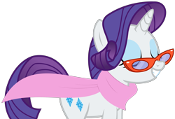 Size: 4284x2909 | Tagged: safe, artist:sketchmcreations, rarity, pony, unicorn, no second prances, absurd resolution, clothes, eyes closed, glasses, inkscape, scarf, simple background, smiling, solo, transparent background, vector