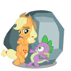 Size: 1600x1600 | Tagged: safe, applejack, spike, tom, dragon, earth pony, pony, bedroom eyes, bipedal, crossed legs, hundreds of users filter this tag, vector, vector edit