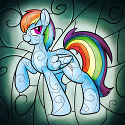 Size: 1000x1000 | Tagged: safe, artist:chipflake, derpibooru import, rainbow dash, pegasus, pony, glass, solo