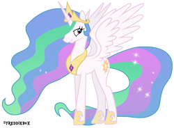 Size: 4087x3000 | Tagged: safe, artist:brony-works, princess celestia, alicorn, pony, crown, female, jewelry, mare, regalia, simple background, smiling, solo, standing, transparent background