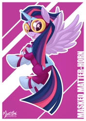 Size: 1060x1500 | Tagged: safe, artist:mysticalpha, derpibooru import, masked matter-horn, twilight sparkle, twilight sparkle (alicorn), alicorn, pony, power ponies (episode), female, mare, power ponies, solo