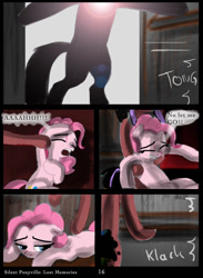 Size: 765x1044 | Tagged: safe, artist:helenasherzblut, pinkie pie, oc, oc:ruby crow, earth pony, pony, fanfic:silent ponyville, comic, lost memories