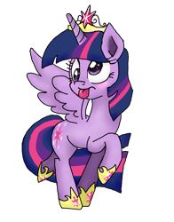 Size: 1547x1973 | Tagged: safe, artist:kittenlollipop, derpibooru import, twilight sparkle, twilight sparkle (alicorn), alicorn, pony, big crown thingy, derp, female, jewelry, mare, regalia, silly, silly pony, simple background, solo, tongue out, transparent background