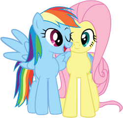 Size: 8192x7877 | Tagged: safe, artist:genixdk, derpibooru import, fluttershy, rainbow dash, pegasus, pony, absurd resolution, female, flutterdash, hug, lesbian, shipping, winghug, wink