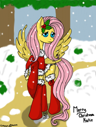 Size: 1024x1365 | Tagged: safe, artist:butchlover682, fluttershy, pegasus, pony, clothes, snow, snowfall, socks, solo