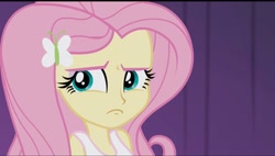 Size: 2027x1154 | Tagged: safe, screencap, fluttershy, equestria girls, rainbow rocks, pouting, solo