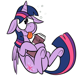 Size: 700x700 | Tagged: safe, artist:karpet-shark, derpibooru import, twilight sparkle, twilight sparkle (alicorn), alicorn, pony, drunk, drunk bubbles, drunk twilight, eggnog, female, mare, solo, twily-daily