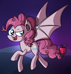 Size: 625x647 | Tagged: safe, artist:milchik, pinkie pie, earth pony, pony, vampony, female, mare, pink coat, solo