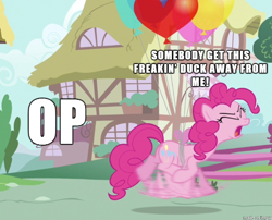 Size: 610x493 | Tagged: safe, screencap, pinkie pie, earth pony, pony, homestar runner, image macro, meme, op, op is a cuck, strong bad