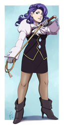 Size: 981x1900 | Tagged: safe, artist:hazurasinner, rarity, human, ace attorney, franziska von karma, humanized, solo, watermark, whip