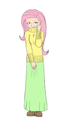 Size: 2670x4607 | Tagged: safe, artist:carnifex, fluttershy, human, clothes, humanized, simple background, solo, sweatershy, transparent background