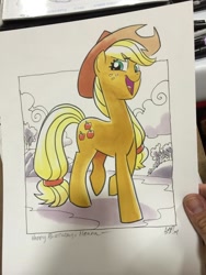 Size: 768x1024 | Tagged: safe, artist:tonyfleecs, applejack, earth pony, pony, female, mare, solo, traditional art