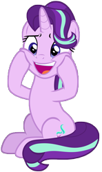 Size: 5916x10000 | Tagged: safe, artist:famousmari5, starlight glimmer, pony, unicorn, a horse shoe-in, female, mare, open mouth, simple background, sitting, smiling, solo, squishy cheeks, transparent background, vector