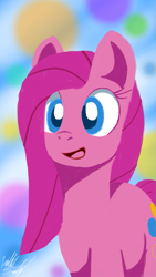 Size: 675x1200 | Tagged: safe, artist:fuzon-s, pinkie pie, earth pony, pony, artflow, cute, cuteamena, happy, pinkamena diane pie, smiling, solo