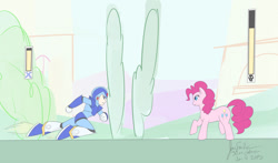 Size: 1280x754 | Tagged: safe, artist:jonfawkes, pinkie pie, earth pony, pony, 30 minute art challenge, crossover, megaman, megaman x