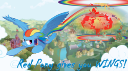 Size: 3436x1926 | Tagged: safe, artist:big-mac-a-brony, derpibooru import, rainbow dash, pegasus, pony, energy drink, ponyville, red bull, sonic rainboom