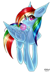 Size: 2000x2855 | Tagged: safe, artist:jun1313, artist:shimmer-strike, derpibooru import, rainbow dash, pegasus, pony, collaboration, bubblegum, ear fluff, female, food, gum, looking at you, simple background, solo, transparent background