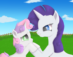 Size: 4500x3500 | Tagged: safe, artist:fia94, rarity, sweetie belle, pony, unicorn, crusaders of the lost mark, absurd resolution, scene interpretation, sisters