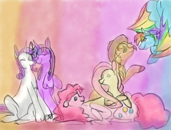 Size: 920x697 | Tagged: safe, artist:jeffsoul13, derpibooru import, applejack, fluttershy, pinkie pie, rainbow dash, rarity, twilight sparkle, earth pony, pegasus, pony, unicorn, appledash, female, flutterpie, lesbian, rarilight, shipping