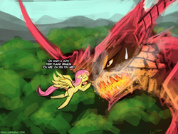 Size: 960x720 | Tagged: safe, artist:lumineko, fluttershy, dragon, pegasus, pony, 30 minute art challenge, confused, sweatdrop