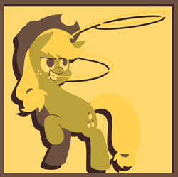 Size: 1635x1629 | Tagged: safe, artist:zacatron94, applejack, earth pony, pony, lasso, limited palette, mouth hold, rearing, solo