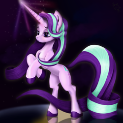 Size: 4000x4000 | Tagged: safe, artist:teridax63, starlight glimmer, pony, unicorn, glowing horn, horn, long horn, long mane, long tail, solo