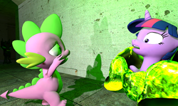 Size: 640x382 | Tagged: safe, derpibooru import, spike, twilight sparkle, changeling, dragon, goo, pony, unicorn, 3d, cocoon, female, gmod, green, hive, male, mare, rescue, slime