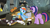 Size: 1920x1080 | Tagged: safe, derpibooru import, screencap, rainbow dash, twilight sparkle, twilight sparkle (alicorn), alicorn, pegasus, pony, daring don't, book, bucket, chair, fireplace, trash