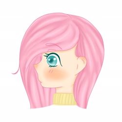 Size: 2048x2048 | Tagged: safe, artist:tabby102000, fluttershy, human, clothes, humanized, solo, sweater, sweatershy, turtleneck