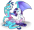 Size: 1024x910 | Tagged: safe, artist:dragonfoxgirl, princess ember, rarity, dragon, pony, unicorn, simple background, transparent background, watermark