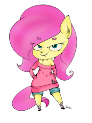 Size: 3000x3994 | Tagged: safe, artist:naianiz, fluttershy, anthro, clothes, female, pink hair, solo, yellow coat