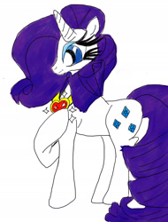 Size: 1604x2106 | Tagged: safe, artist:nadisienka, rarity, pony, unicorn, female, gem, horn, mare, purple mane, solo, white coat