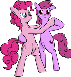 Size: 699x758 | Tagged: safe, artist:lyralicious, berry punch, berryshine, pinkie pie, pony, bipedal, dancing, simple background, transparent background