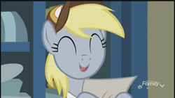 Size: 1280x720 | Tagged: safe, screencap, derpy hooves, best gift ever, cute, derpabetes, post office, solo