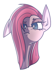 Size: 462x604 | Tagged: safe, artist:mayde-m, pinkie pie, earth pony, pony, bust, female, floppy ears, looking at you, mare, pinkamena diane pie, portrait, simple background, solo, unamused, white background