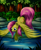 Size: 1650x2009 | Tagged: safe, artist:grennadder, fluttershy, pegasus, pony, alternate hairstyle, forest, reflection, solo, spread wings, water