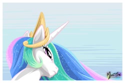 Size: 1500x1000 | Tagged: safe, artist:mysticalpha, princess celestia, alicorn, pony, frown, glare, looking up, solo