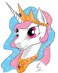 Size: 576x720 | Tagged: safe, artist:scribblepwn3, princess celestia, alicorn, pony, bust, portrait, simple background, solo