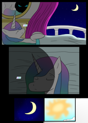 Size: 1244x1737 | Tagged: safe, artist:otakon, princess celestia, alicorn, pony, comic:canterlot hero 2, commission, sleeping