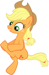 Size: 4006x6132 | Tagged: safe, artist:slb94, applejack, earth pony, pony, just for sidekicks, absurd resolution, female, hooves, mare, rubbing hooves, simple background, sitting, solo, transparent background, vector