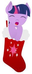 Size: 634x1451 | Tagged: safe, artist:mynder, derpibooru import, twilight sparkle, pony, unicorn, christmas stocking, cute, eyes closed, female, filly, hooves, horn, lineless, mare, open mouth, simple background, solo, transparent background, twiabetes