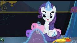 Size: 2535x1417 | Tagged: safe, screencap, rarity, pony, unicorn, a hearth's warming tail, discovery family logo, embroidery, solo