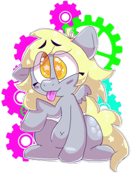 Size: 1280x1701 | Tagged: safe, artist:pixelthepikachu, derpy hooves, pony, solo, starry eyes, tongue out, wingding eyes