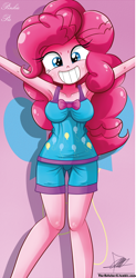 Size: 648x1321 | Tagged: safe, artist:the-butch-x, pinkie pie, equestria girls, armpits, beautiful, beautiful x, clothes, cute, diapinkes, grin, pajamas, smiling, solo