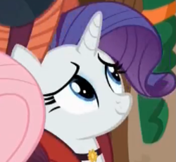 Size: 697x641 | Tagged: safe, screencap, merry, rarity, pony, unicorn, a hearth's warming tail, female, horn, mare, solo