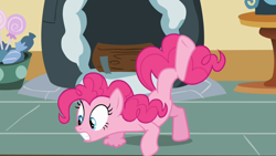 Size: 1366x768 | Tagged: safe, screencap, pinkie pie, earth pony, pony, party of one, coat markings, great moments in animation, solo