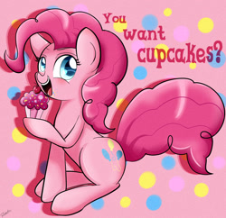 Size: 1400x1354 | Tagged: safe, artist:riouku, pinkie pie, pony, cupcake, female, mare, solo